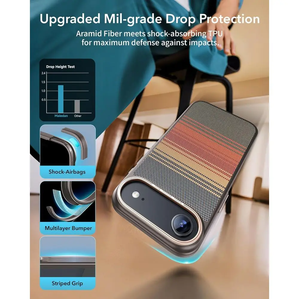 حافظة هوائية من ألياف الكربون لهاتف iPhone 17 - رفيعة للغاية ومقاومة للصدمات وخفيفة الوزن مع توافق MagSafe وحماية ضد الخدش