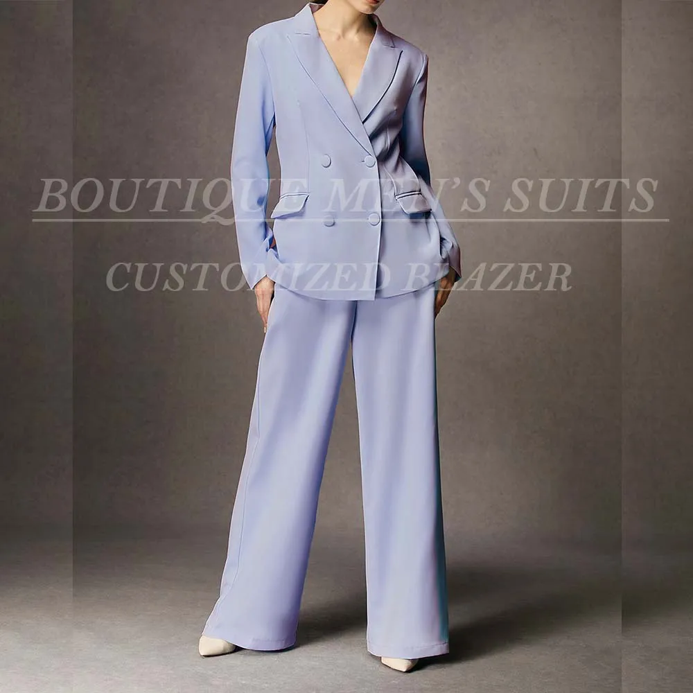 Bespoke Double Breasted Peak Lapel Women Suits Luxury Solid Color Office Lady Outerwear Business 2 Piece Jacket Pants Blazer