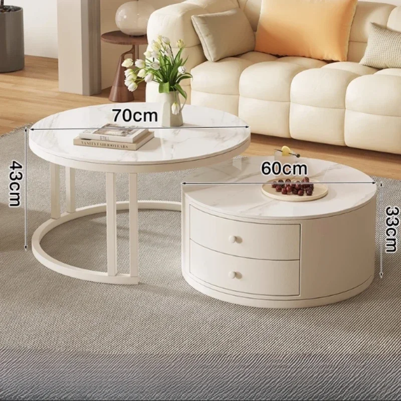 

Modern Round Coffee Table Decor Aesthetic Minimalist Living Room Side Table Storage Designer Mesa Centro Salon Furniture Home