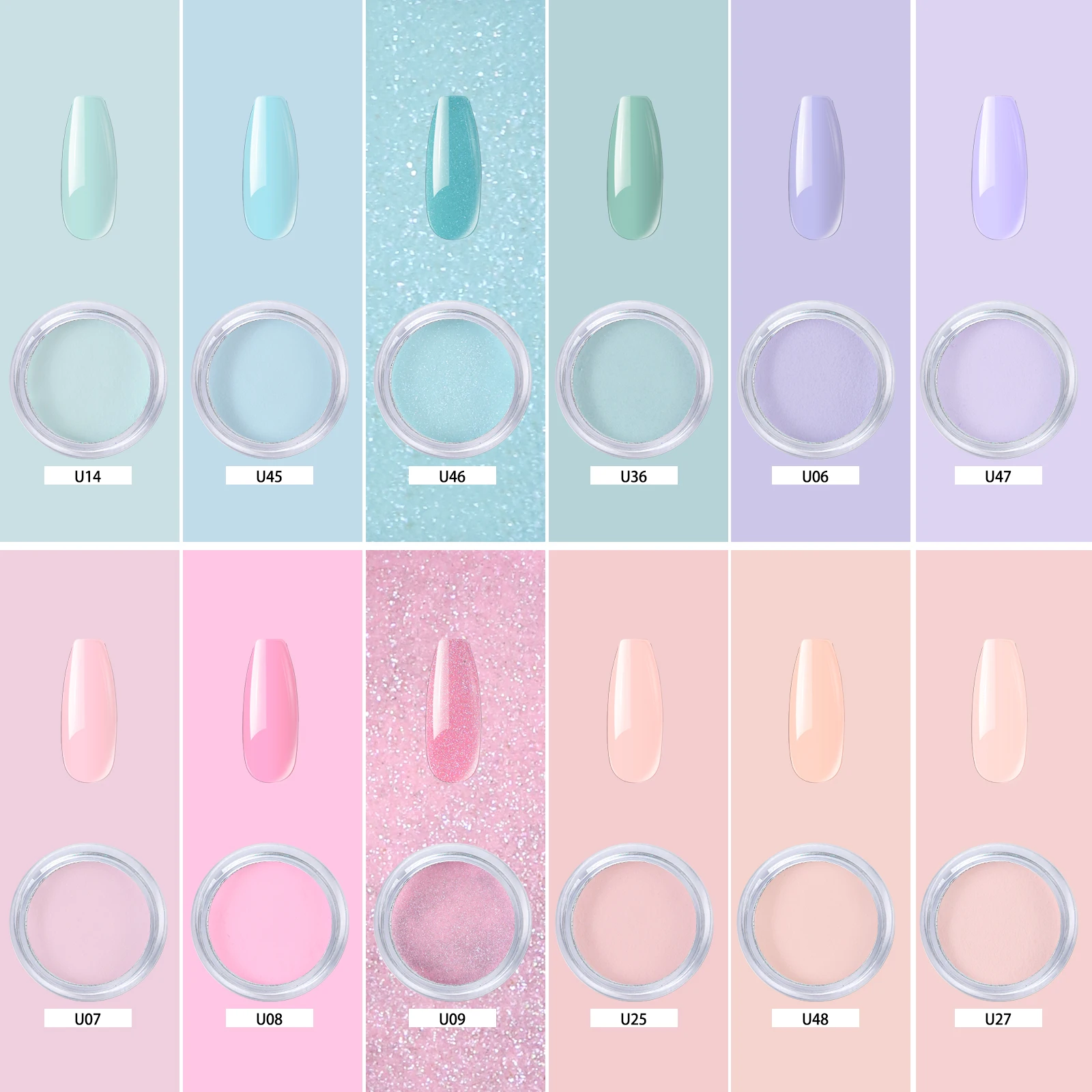 10g * 12 acrylic can multi-color nail powder, used for nail extension carving, suitable for DIY nail art