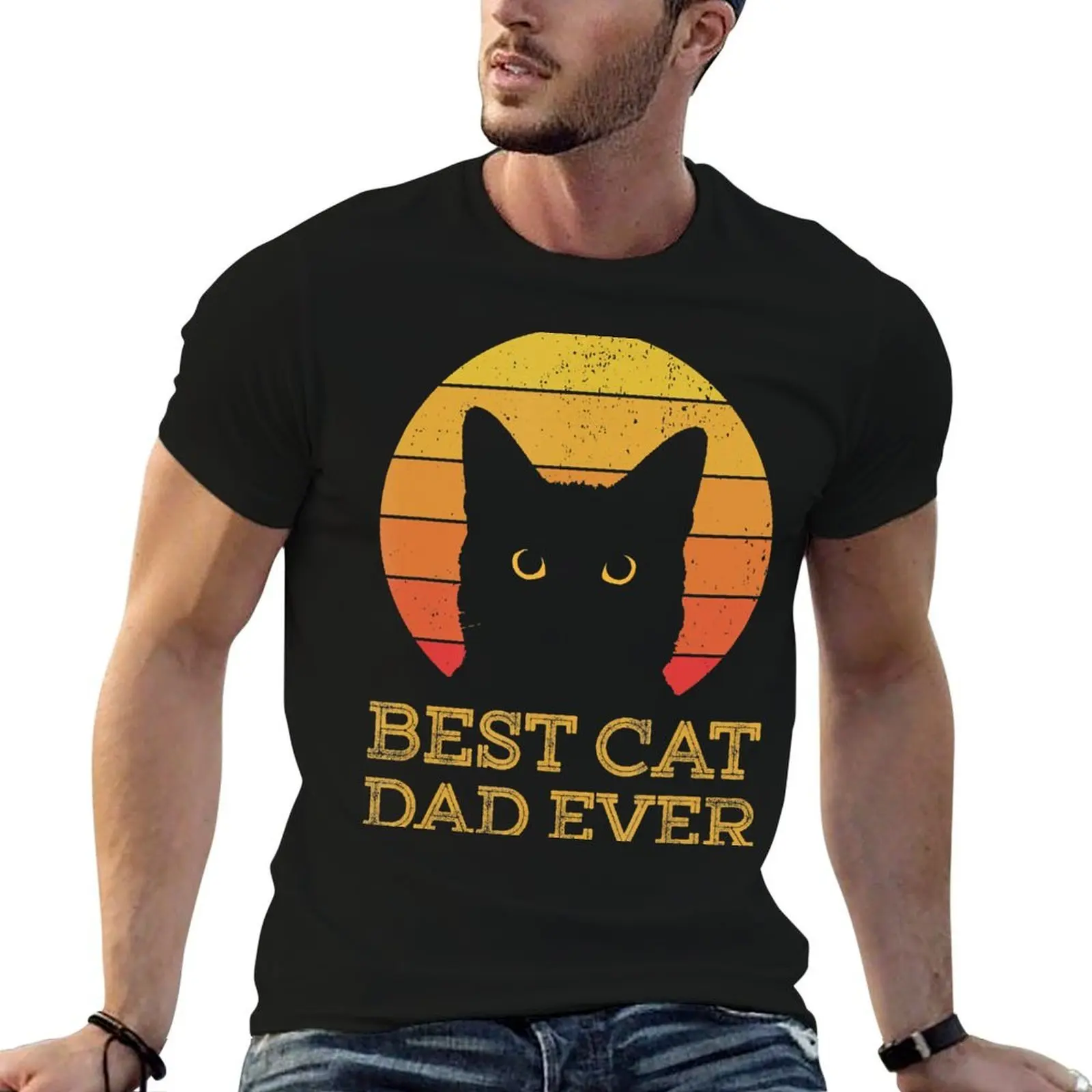 Cat Fathers Dad Daddy Vintage t casual shirt man shirt Best Day designer t Cat t man man Ever shirt Funny plain T-Shirt