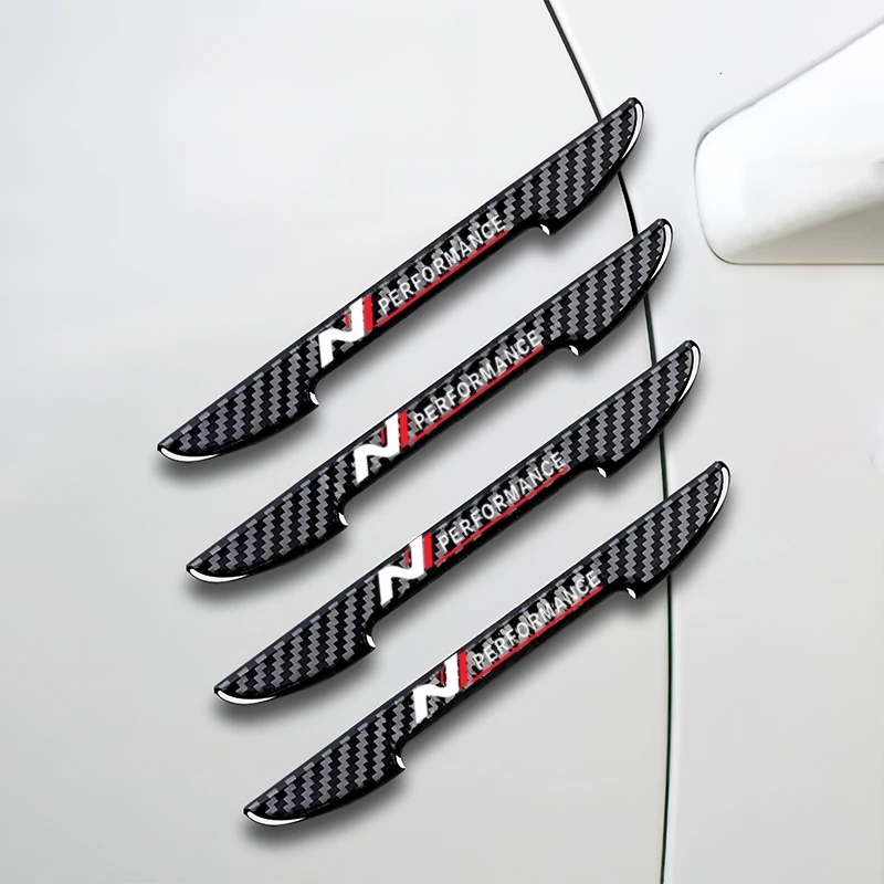 4PCS Carbon Fiber Protective Strip Car Side Door Edge Protector Anti-collision Sticker For Hyundai N Performance Car Accessories