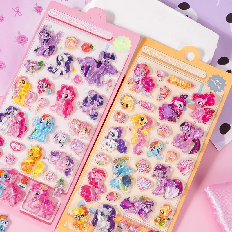 

New Arrival My Little Pony 3d Crystal Stickers Solid Embossed Stickers Girls Gift Diy Diary Journal Decor periphery