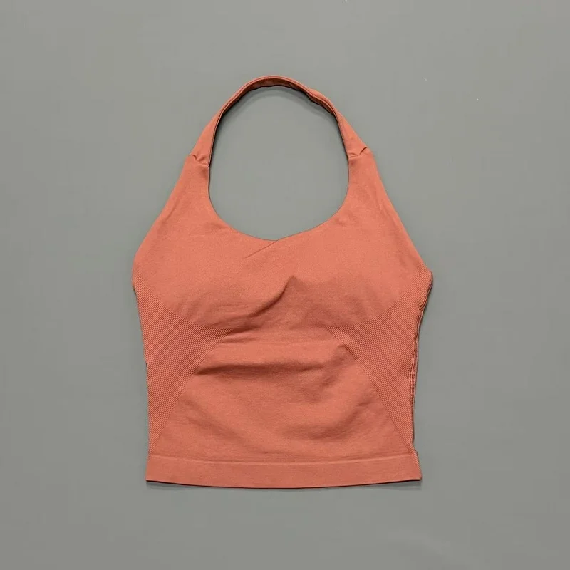 Sport-Gym-Top für Damen Nahtloses Yoga-Top Abnehmbare Brustpolster Push-Up Sportweste Fitness Workout Lauf-Oberteil