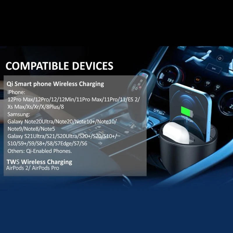 Car Water Cup Hole Charging Wireless Fast Multi-function