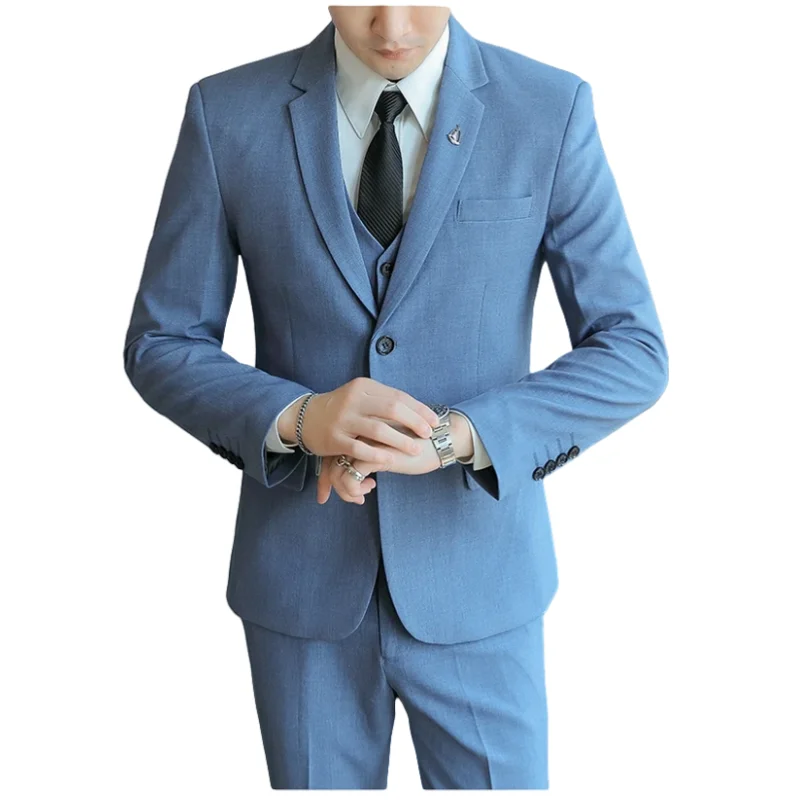 

Suit M-7XL (Blazer+vest+pants) for Men. Stylish. Casual. Solid Color. Outdoor. English Style. Wedding. Singer Performance. Suit