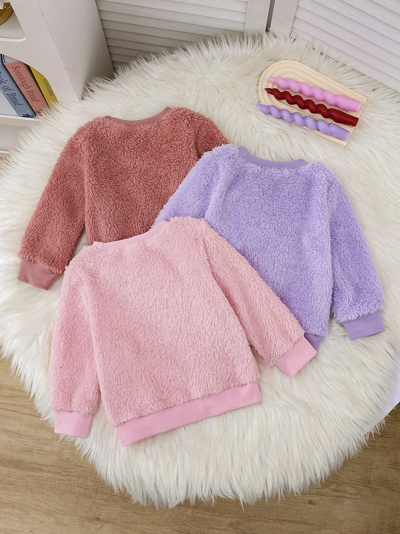 في الخريف والشتاء، سترة فروي دافئة على شكل قلب للفتيات الصغيرات بسيطة غير رسمية وناعمة بأكمام طويلة للنساء #2