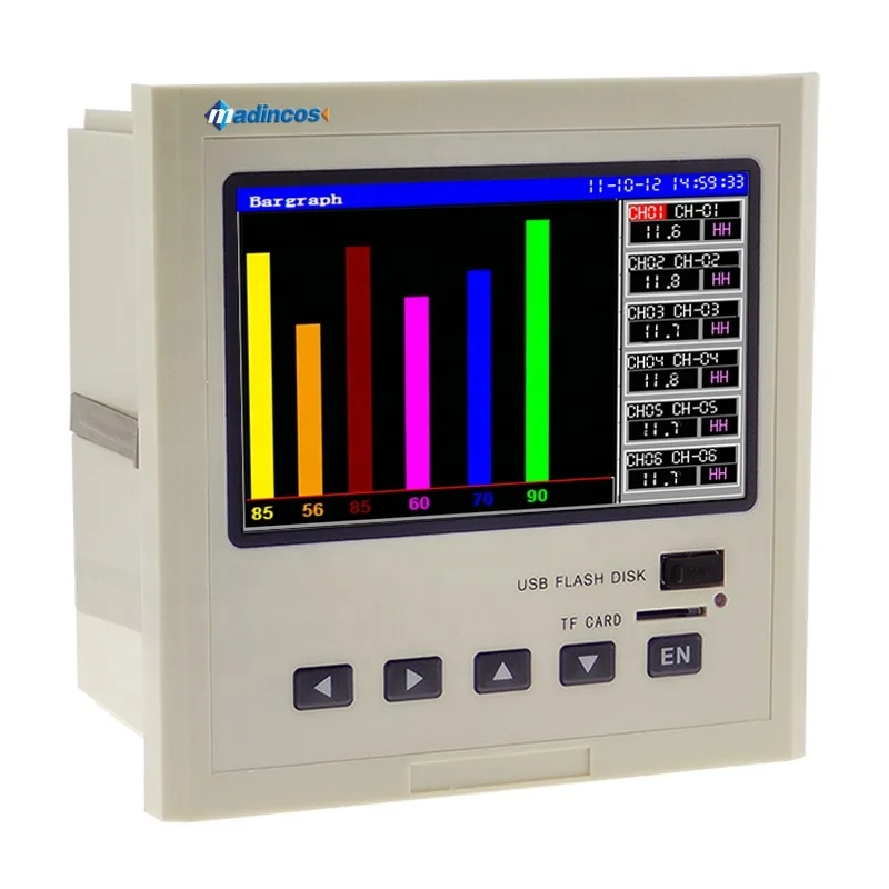 MPR4200: 5-дюймовый цветной ЖК-дисплей TFT, 12-входной многоканальный USB цифровой безбумажный регистратор температуры с Modbus RS485