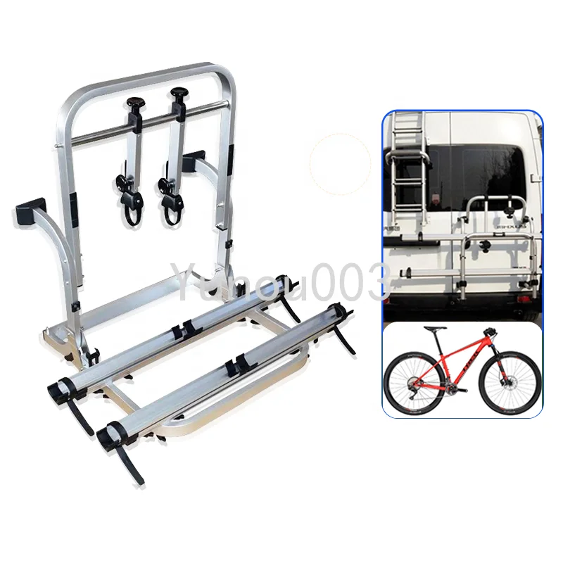 

Camper Bumper Campervan Bike Racks with Folding Function Travel RV Bike Shelf Aluminum Alloy RV Bicycle Frame