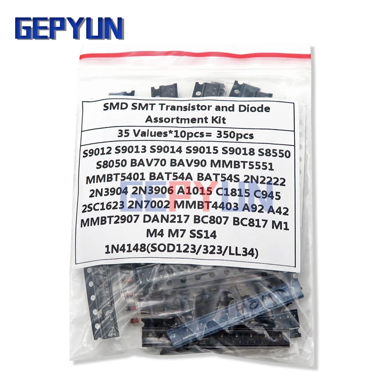 35 werte * 10PCS = 350PCS SMD SMT igmopnrq Transistor und Diode Sortiment Kit