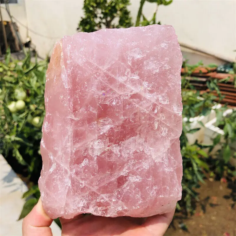 Large Natural Pink Rose Quartz Crystal Raw Stone Mineral Specimens Healing