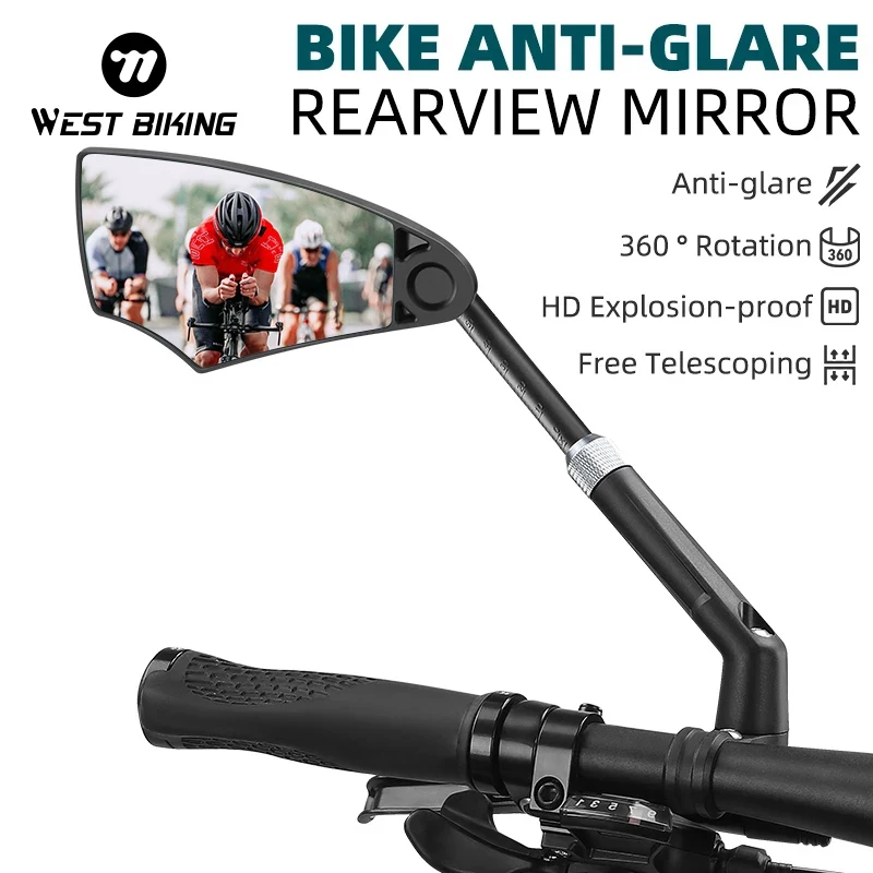 Wide-Range Road Bicycle Rearview Mirror Adjustable Angles Handlebar Reflector Bike Mirror Scooter Safety Mirror Bike Accessories