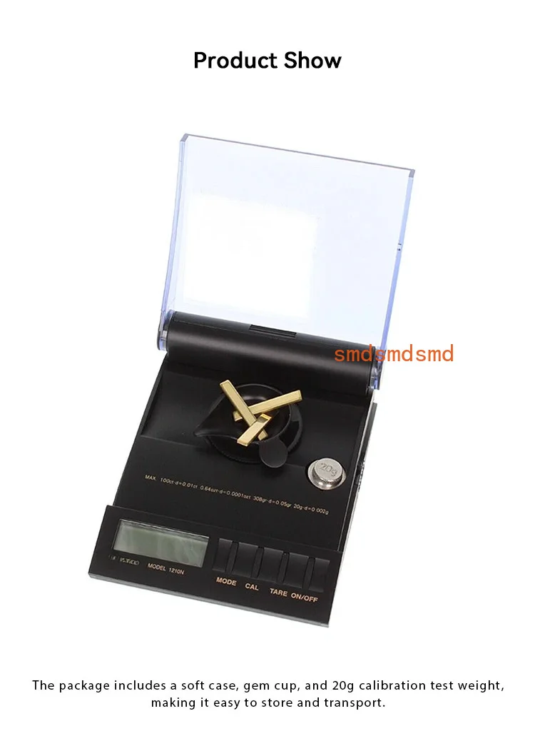 1210N 20g/0.002g 100ct/0.01ct High Precise Jewellery Mini Digital Diamond Scales with Lid