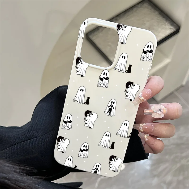 Чехол для телефона Cute & Spooky Ghost Cat для iPhone 17 16 15 14 11 12 13 Pro Max 17 Air 13 1 X XR XS Max 7 8 Plus 16E Противоударный чехол