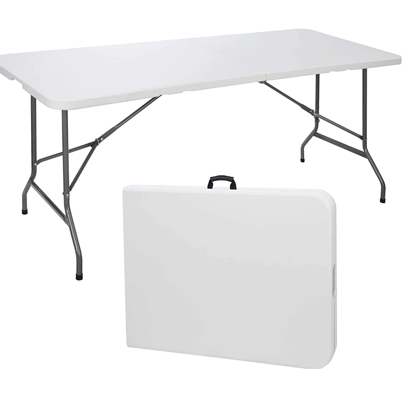 6FT white outdoor rectangular plastic folding table