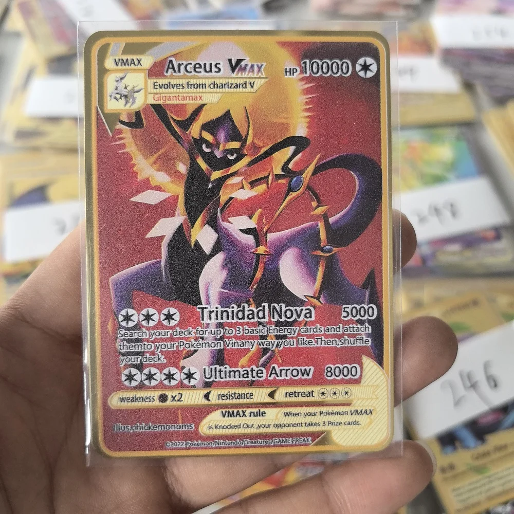 10000HP Charizard Vmax Pokemon-Karten Metall Englische Karte Arceus GX Vstar V Goldene Limitierte Kinder-Geschenkkarten Spiel Kampf Sammelkarten