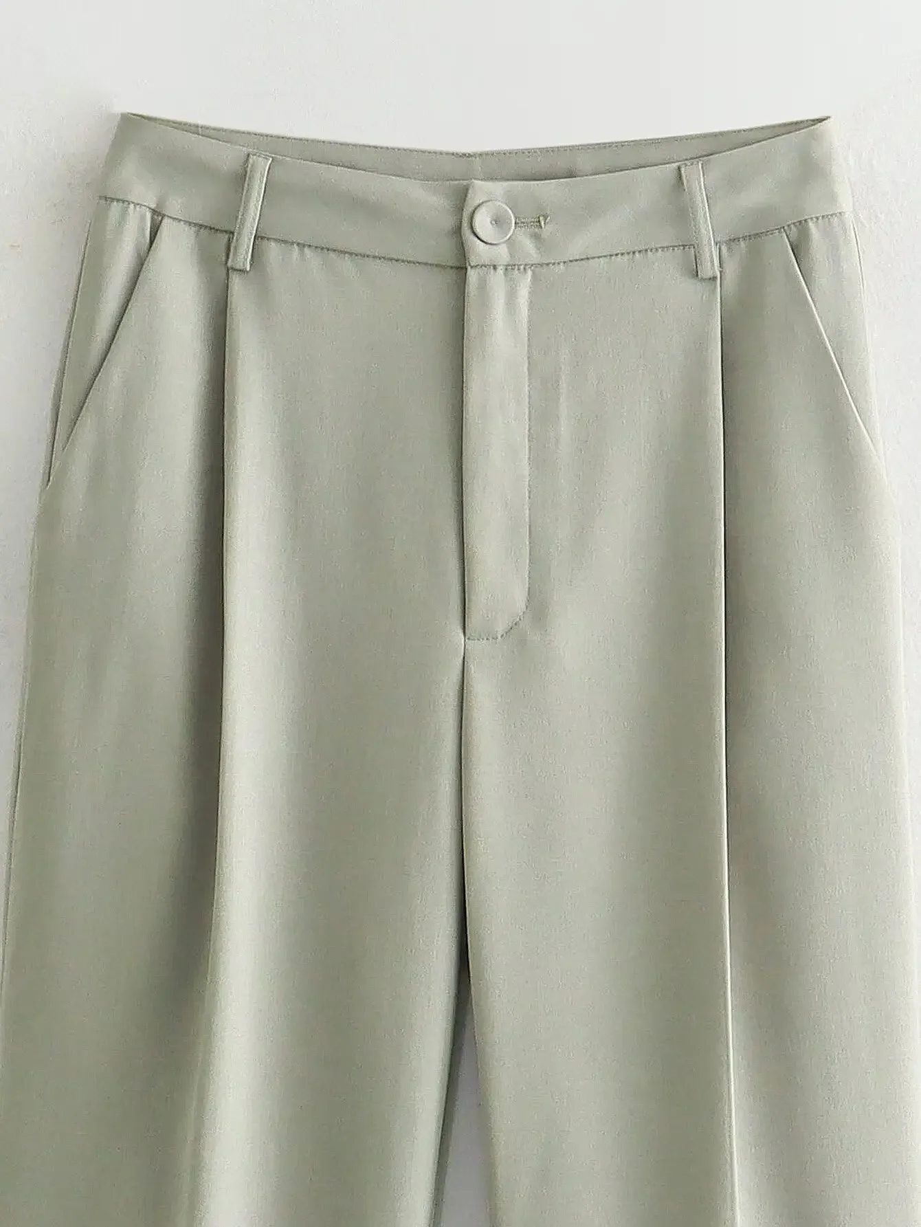 HH Elegantes Damen-Set: Einreihige Cropped-Jacke und Weite Hose mit Knopfleiste, Casual Büro-Arbeitskleidung, Wochenend- und Party-Outfit, 2-teilig – Detail 15