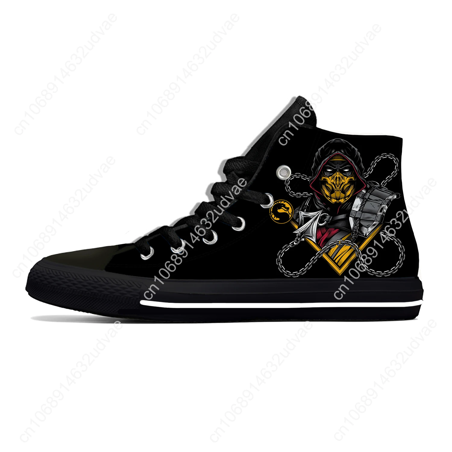 Game Mortal Kombat Pattern Lightweight Cloth 3D Print Funny Fashion High Top Canvas Shoes Mens Womens Casual Breathable Sneakers