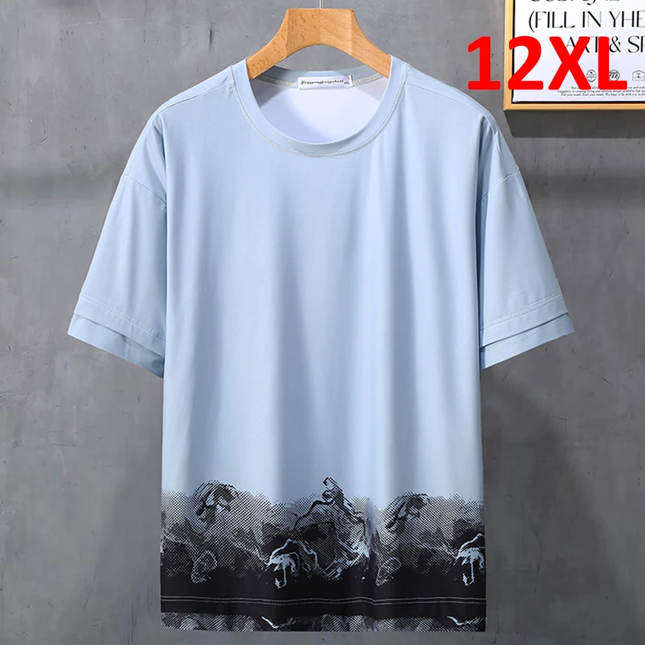 Summer Short Sleeve T-shirt Men Plus Size T Shirt Fake Two Pieces Summer Tops Tees Big Size 12XL Fashion Casual Tshirt Male