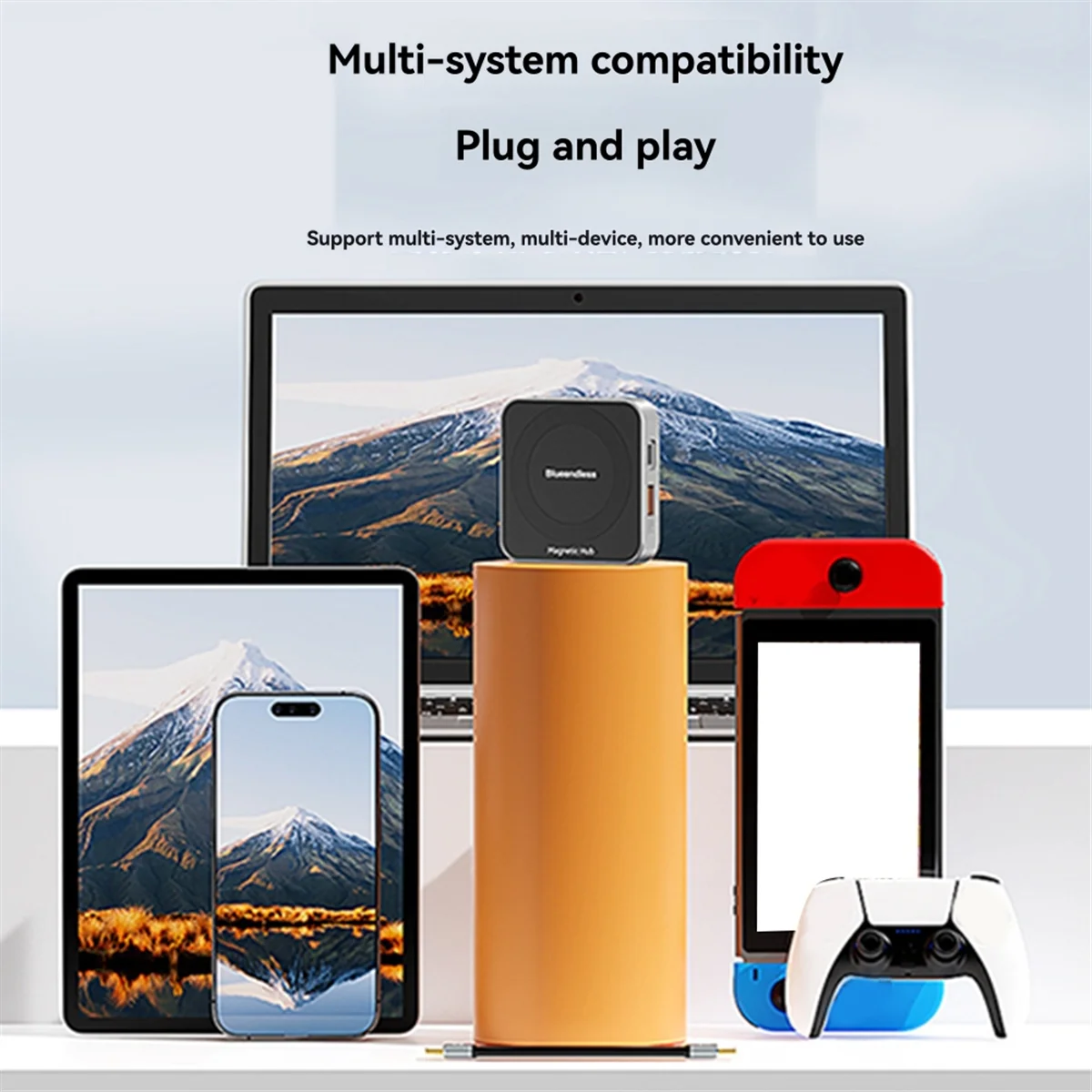 새로운 BLUEENDLESS 8-in-1 자기 확장 도크 USB3.2 노트북 자기 도킹 스테이션 멀티 포트 어댑터 도킹 스테이션