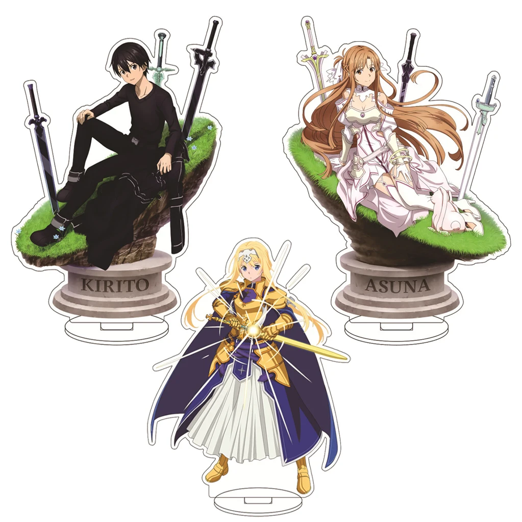 16CM Anime Sword Art Online Kirigaya Kazuto Yuuki Asuna Alice Zuberg Cos Acrylic Figure Stand Ornaments Chrismas Gifts