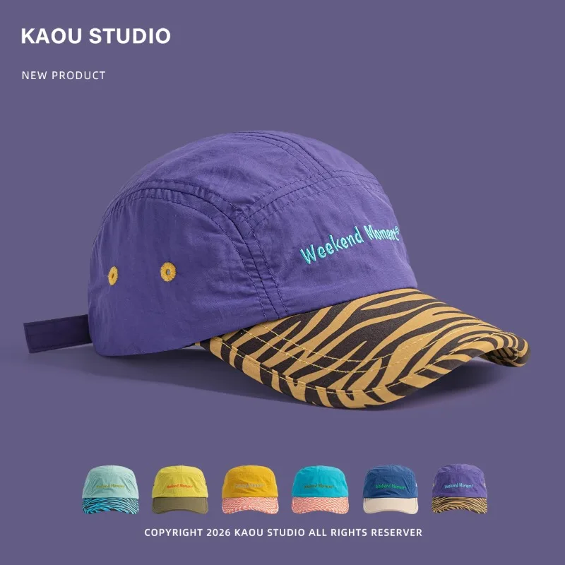 Coole amerikanische Baseballkappen mit Leopardenmuster für Damen – vielseitige 5-Panel-Schnelltrocknende Sommer-Sonnenschutzkappe für Herren