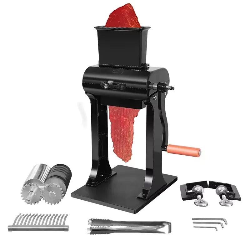 2-in-1 Meat Tenderizer Jerky Slicer Manual Tendering and Slicing Meat Machine Steak Pork Chicken Breast Home and Commercial