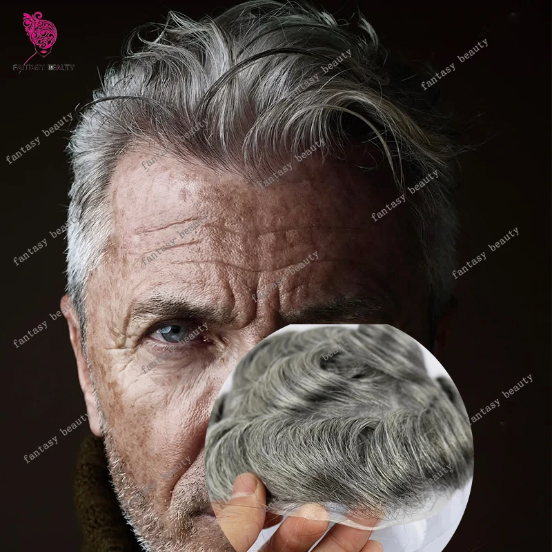 

Ash Blonde Gray Black 1b80 1B65 60R# 540# VLoop 100% Human Hair Prosthesis Full Pu Men Toupee #4 #7#18 20# Light Brown Man Wigs