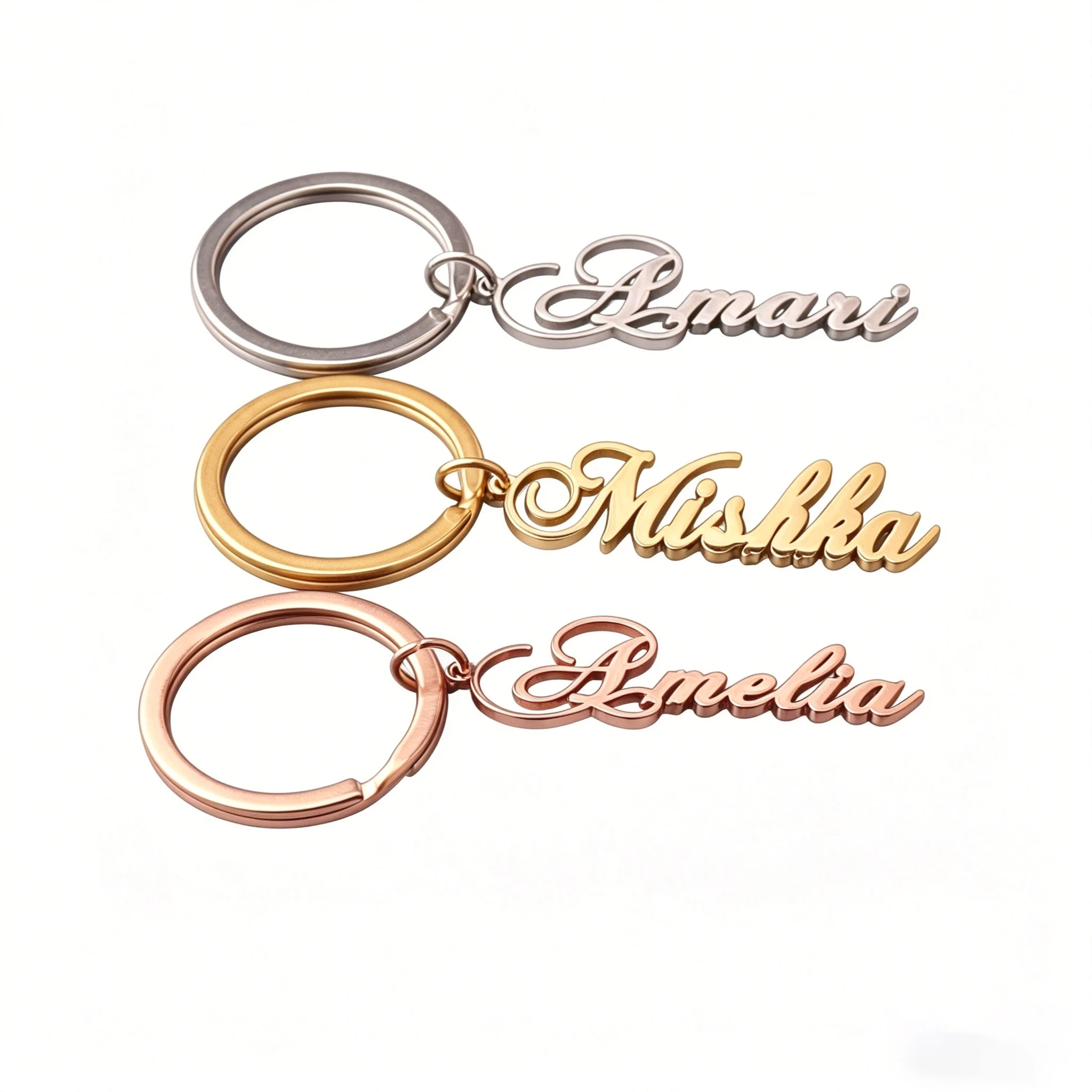 Personalisierter Schlüsselanhänger mit individuellem Namen, einzigartiger Schlüsselanhänger aus Edelstahl für Damen und Herren, individuelle Geschenke, modisch, neu – Detail 6