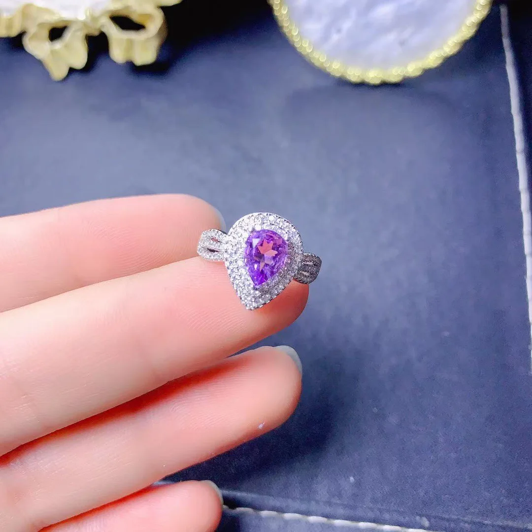 Natural Brazil Amethyst Ring 925 Sterling Silver Jewelry Ring for Women Free Shipping Carry Certificate  Engagement Ring