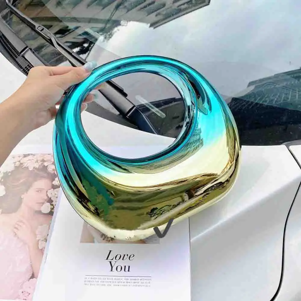 2024 Large-size Luxury Designer Evening Clutch Acrylic Women Handbags Fashion Shoulder Bag Half Moon Wedding Purses Party Tote