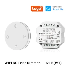 110V 220V 230V Smart Life WiFi AC triak ściemniacz Push Switch kontroler 2.4G okrągły przyciemniający pilot zdalnego sterowania Alexa Google APP