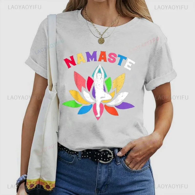 Namaste Meditation for Spiritual Meditation Practice Namaste T-Shirt Heavily Antique Mandala Yoga Lovers Cotton Tees Ropa Mujer