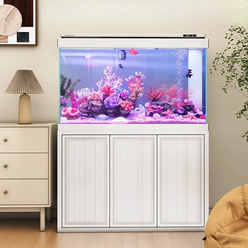 

New Style Ornamental Fish Aquarium Indoors Hotel Floor Ecology Aquarium Creative Living Room Home Furniture El Acuario Lsyg