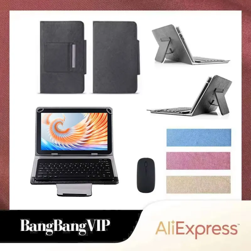 

For Blackview Oscal Pad 9 10.1 inch Tablet Universal Bluetooth Wireless Mouse Keyboard Stand Cover Case