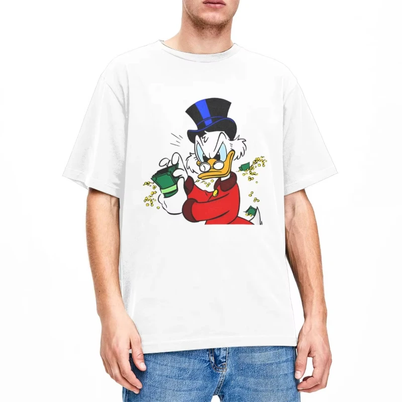 2025 البخيل McDuck تي شيرت الشاطئ الجمالية تي شيرت القطن الخالص تي شيرت على طراز هاراجوكو الرجال قصيرة الأكمام عادية الرياضة الراحة