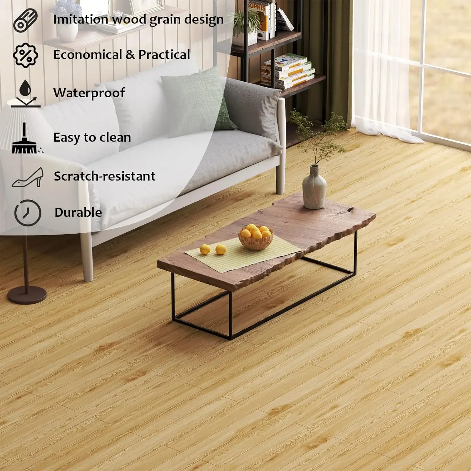 10-20 Rolls Thickened Self-adhesive Wood Grain Floor Stickers Waterproof Anti Slip for Kitchen Bedroom Home Decor Floor Stickers