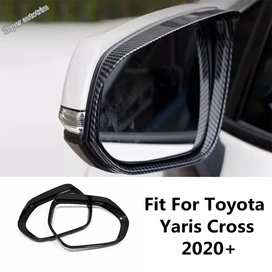 

Car Rearview Mirror Rain Eyebrow Sun Visor Shade Cover Trim For Toyota Yaris Cross 2020 - 2022 Chrome / Carbon Fiber Accessories