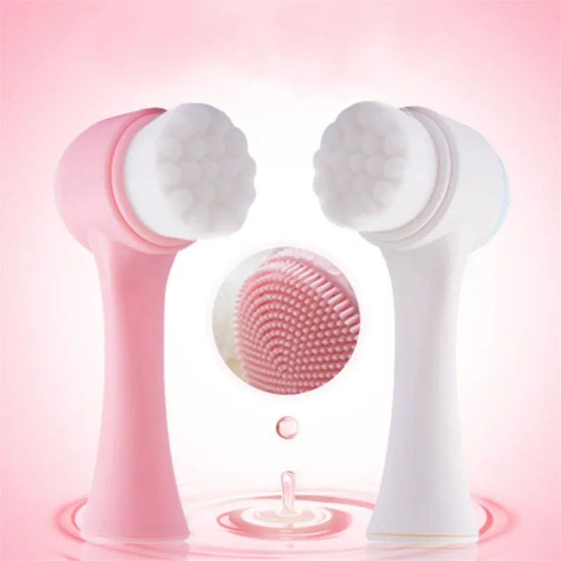 

60Pcs/Lot Multi Silicone Manual Facial Brush 3D Soft Fiber Cleanser Double-Sided Massage Skin Care Tools HA519