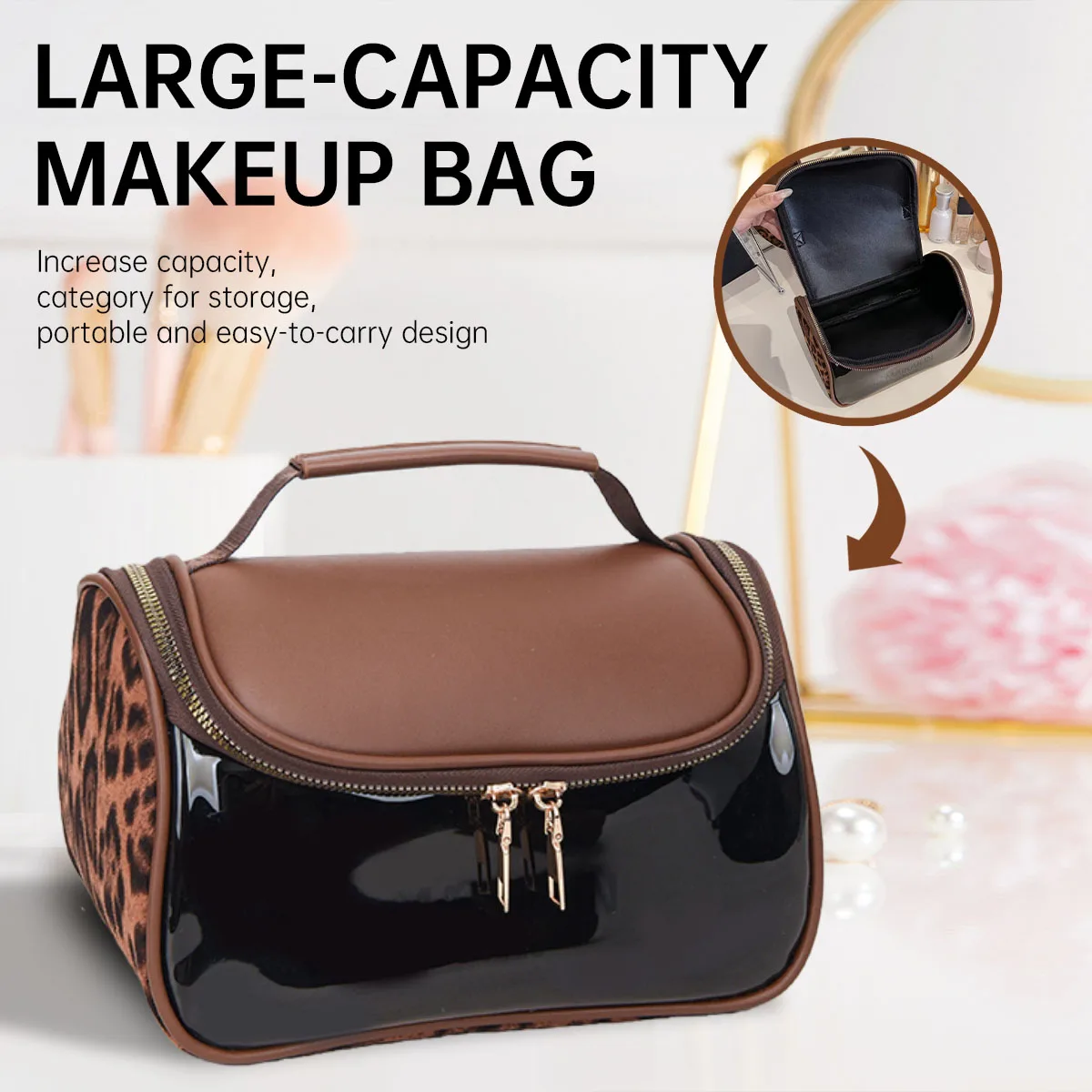 High-End Waterproof Cosmetic Bag for Women, Large Capacity, Portable for Travel, 2026 New Model, Three-Dimensional Transparent Partitioned Toiletry Bag, Gift for Girlfriend