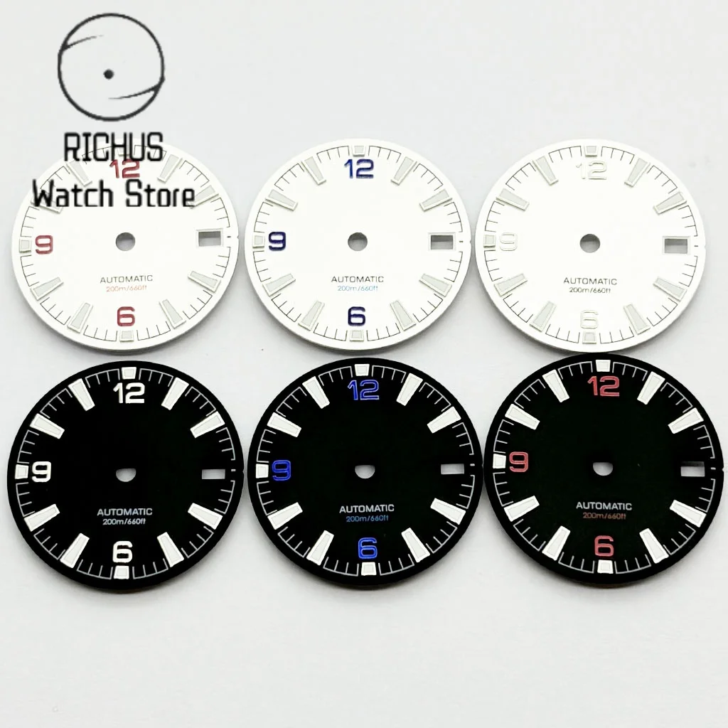 NH35 28.5mm Dial Sterile Watch Dial Green Luminous Fit NH35 Automatic Movement Watch Accessories Parts