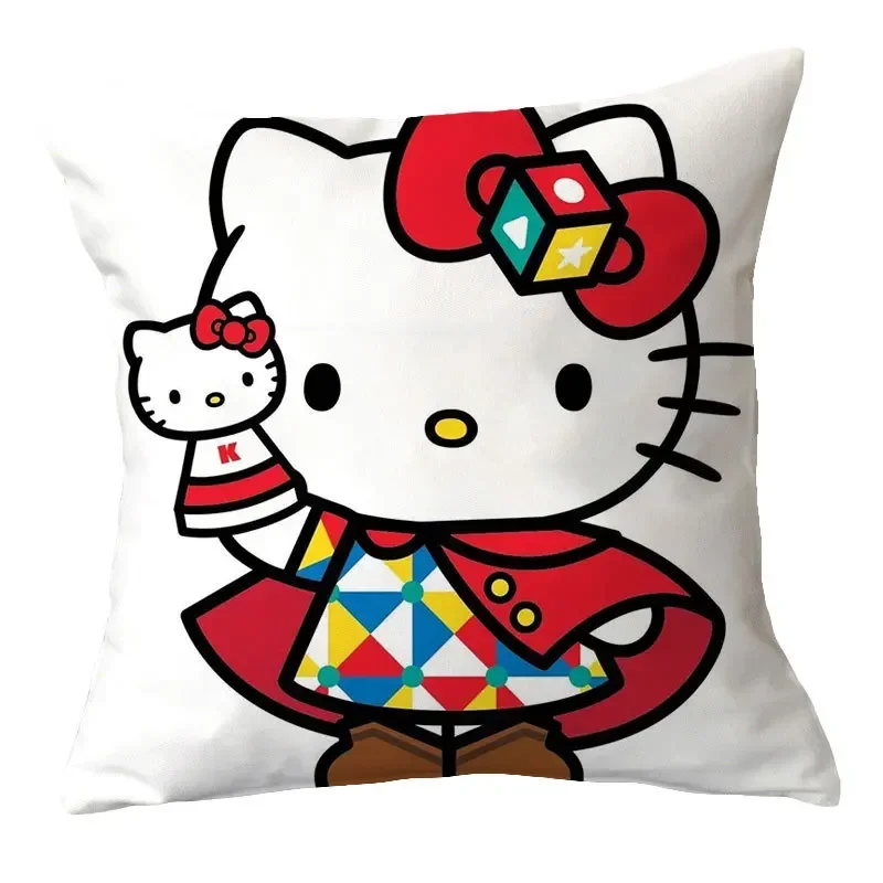 Sanrio Hello Kitty Cartoon Throw Pillowcase Anime Figures Kawaii Print Decorate Household Product Bedroom Sofa Pillow Decorative