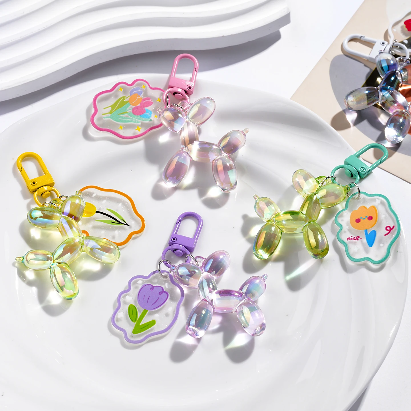 1pc Balloon Dog Luminous Keychain Transparent Candy Colored Balloon Dog Glow At Night Keyring Accessories Bags Pendant Things image 4