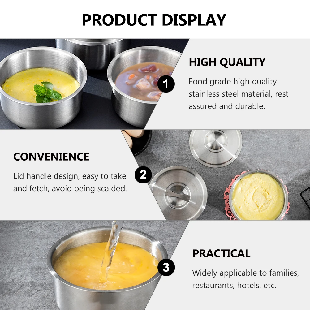 

Stainless Steel Steamed Egg Bowl Microwave Safe Food Grade Kitchen Cookware For Home Restaurant Hotel Use Steamed
