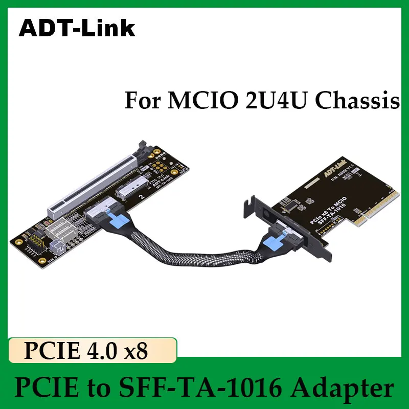 ADT-Link PCIE 4.0 x8 to SFF-TA-1016 Adapter Card  MCIO Chassis External Support 2U4U Chassis Extension Cable One-Drag-One