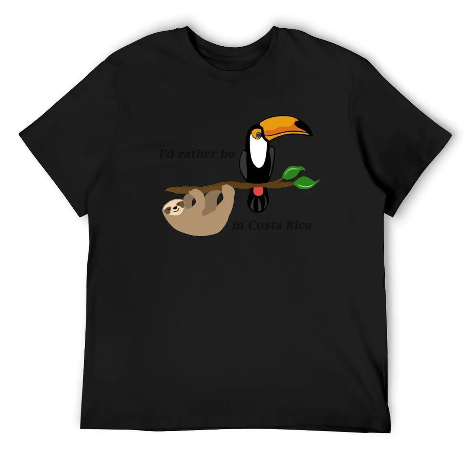 

I'd rather be in Costa Rica, sloth and toucan T-Shirt funny shirt cotton blue lock Funny t-shirt oversized funny t shirts men