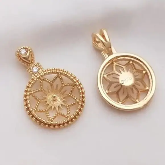 Copper Clad 14K True Gold Open Bend DIY Bracelet Bracelet Rope Sleeve with Hanging Connection Pendant Clasp Accessories C074