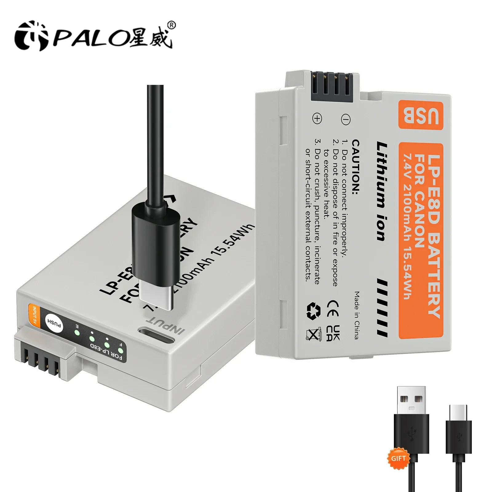 PALO USB LP-E8 LP E8 LPE8 batería para Canon EOS 550D 600D 650D 700D Kiss X4 X5 X6i X7i Rebel T2i T3i T4i T5i cámara