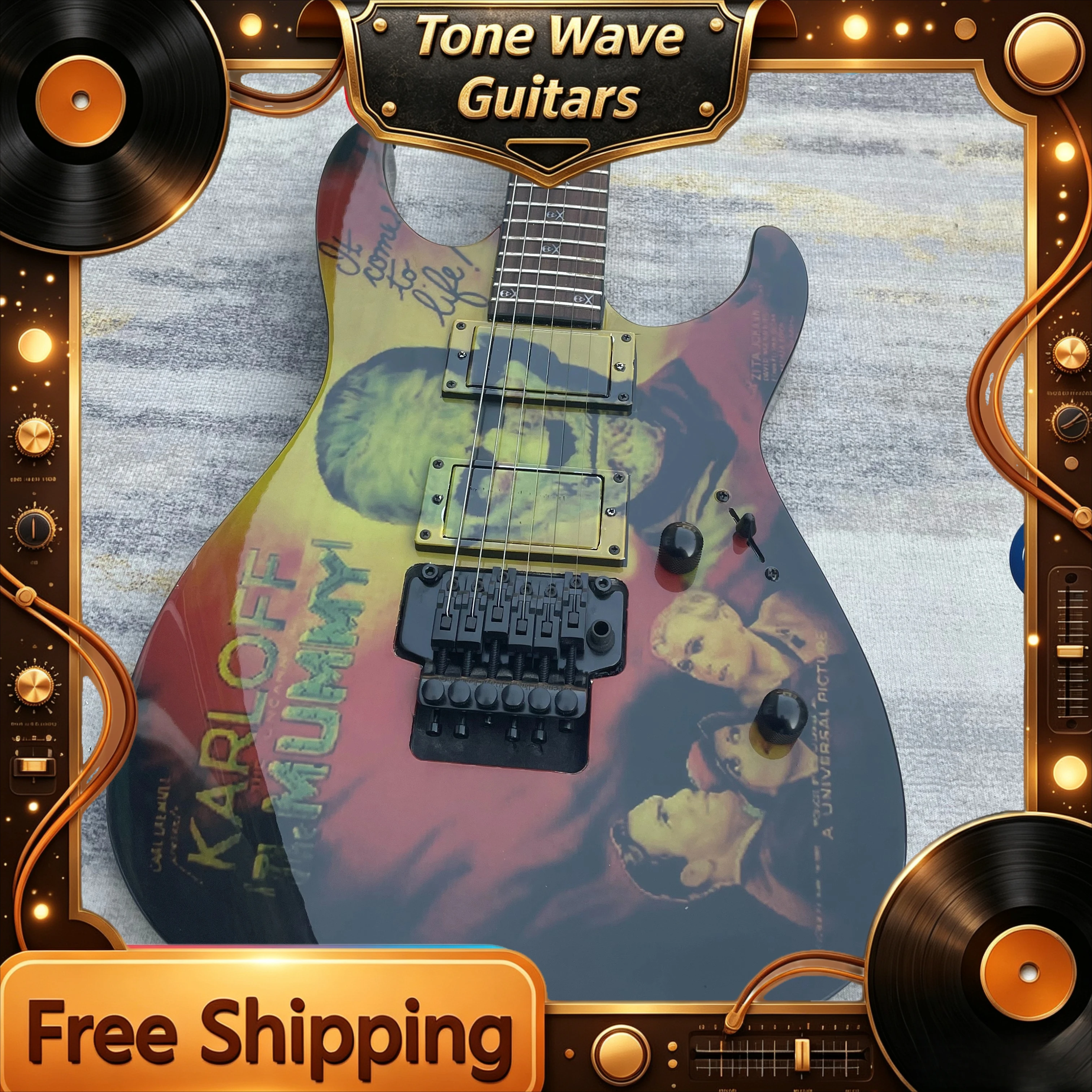 2026 STY00 Mummy Painting Double Shake Speed Electric Guitar Solid Wood Body Rosewood Fingerboard Free Shiping High Quality