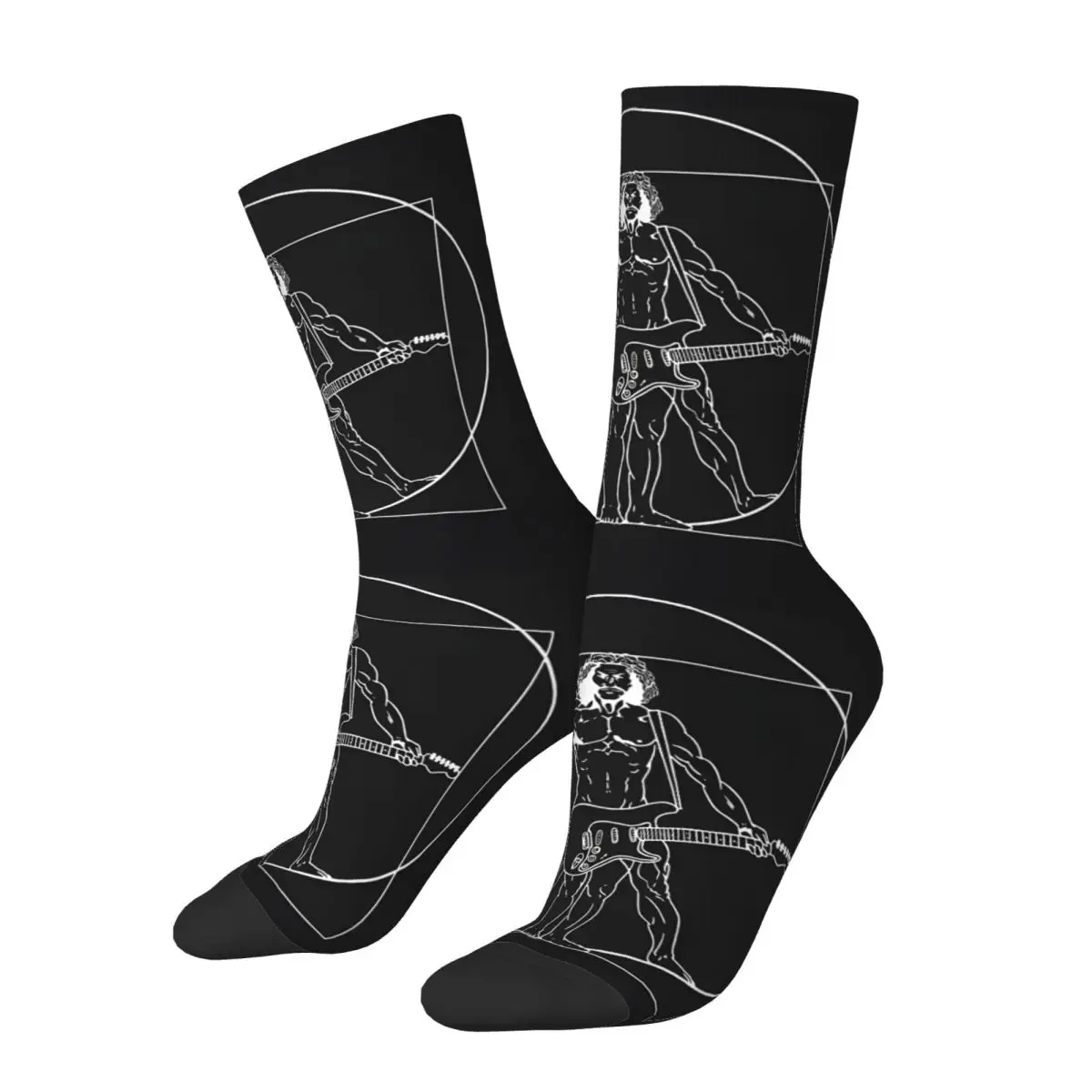 Vitruvian Man Guitar Music Player Unisex Winter Socks Windproof Happy Socks street style Crazy Sock